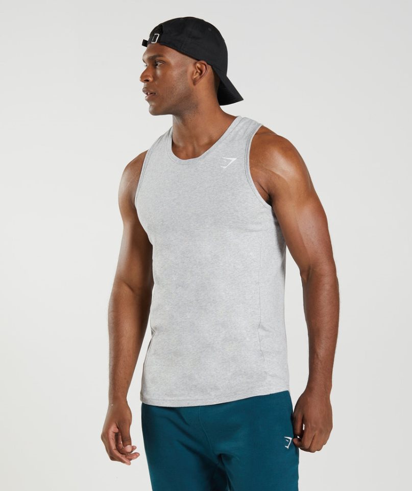 Men\'s Gymshark React Tanks Light Grey | NZ 0AGLQJ